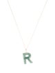 Necklace 14K Jadeite 'R' Initial Pendant Necklace