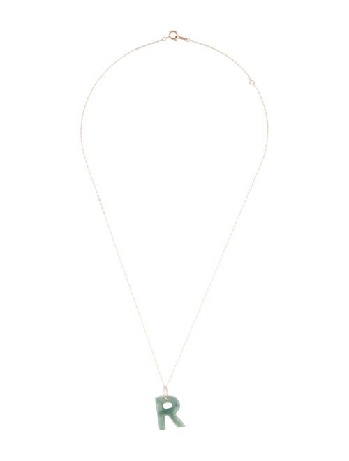Necklace 14K Jadeite 'R' Initial Pendant Necklace