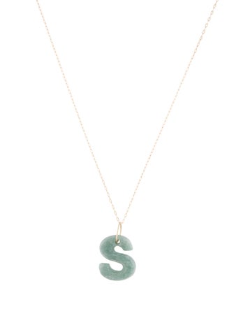 Necklace 14K Jadeite 'S' Initial Pendant Necklace