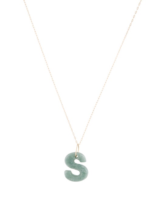 Necklace 14K Jadeite 'S' Initial Pendant Necklace