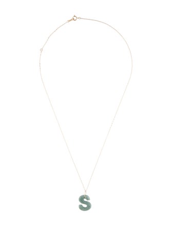 Necklace 14K Jadeite 'S' Initial Pendant Necklace