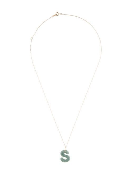 Necklace 14K Jadeite 'S' Initial Pendant Necklace
