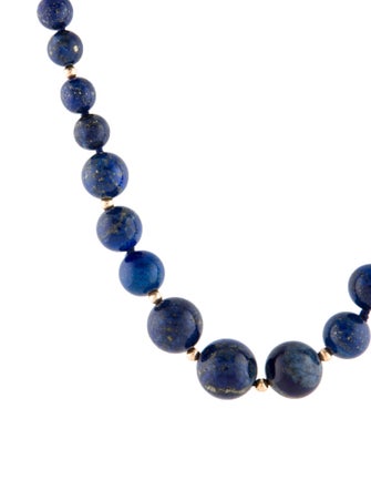 Necklace 14K Lapis Lazuli Graduated Bead Strand Necklace