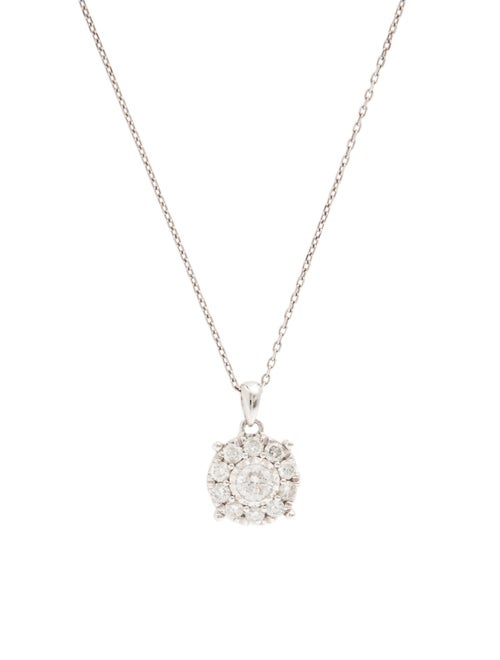 Necklace 14K Diamond Cluster Pendant Necklace