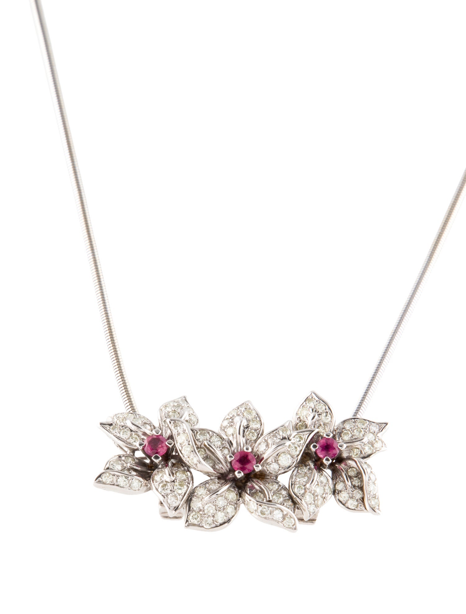 Necklace 14K Ruby & Diamond Pendant Necklace