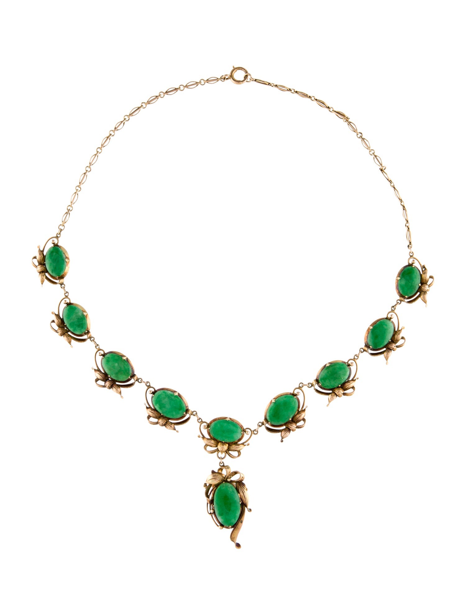 Necklace Vintage 14K Jade Collar