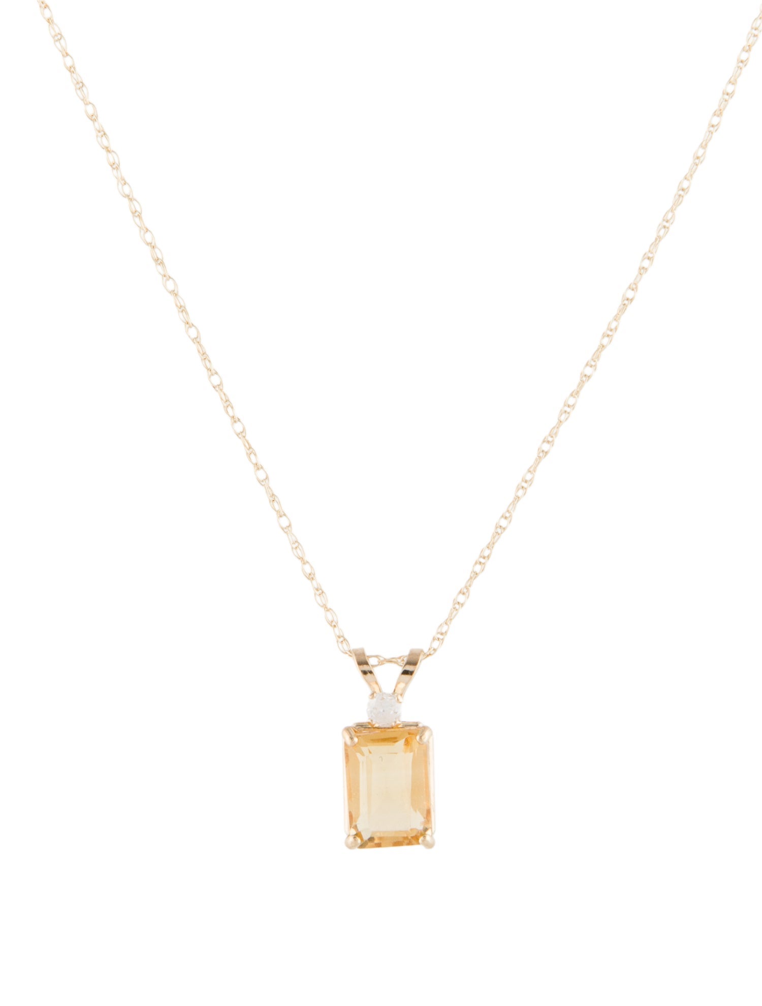 Necklace 10K Citrine & Diamond Pendant Necklace