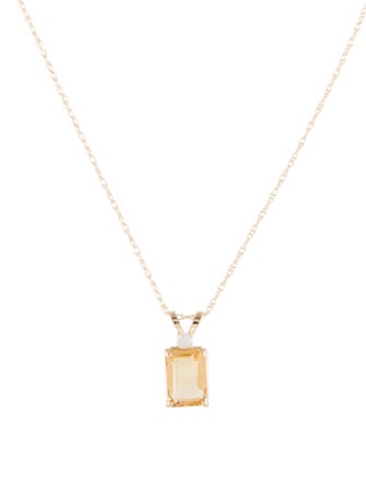 Necklace 10K Citrine & Diamond Pendant Necklace