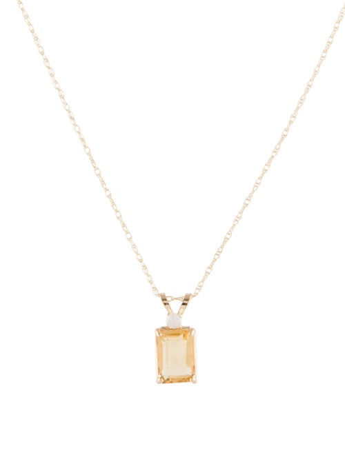 Necklace 10K Citrine & Diamond Pendant Necklace