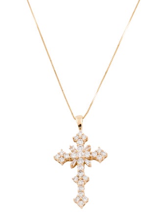 Necklace 14K 2.20ctw Diamond Cross Pendant Necklace