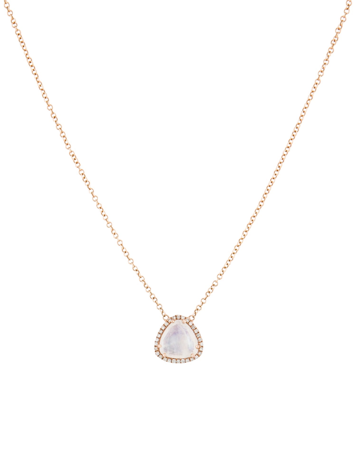 Necklace 14K Moonstone Labradorite & Diamond Pendant Necklace