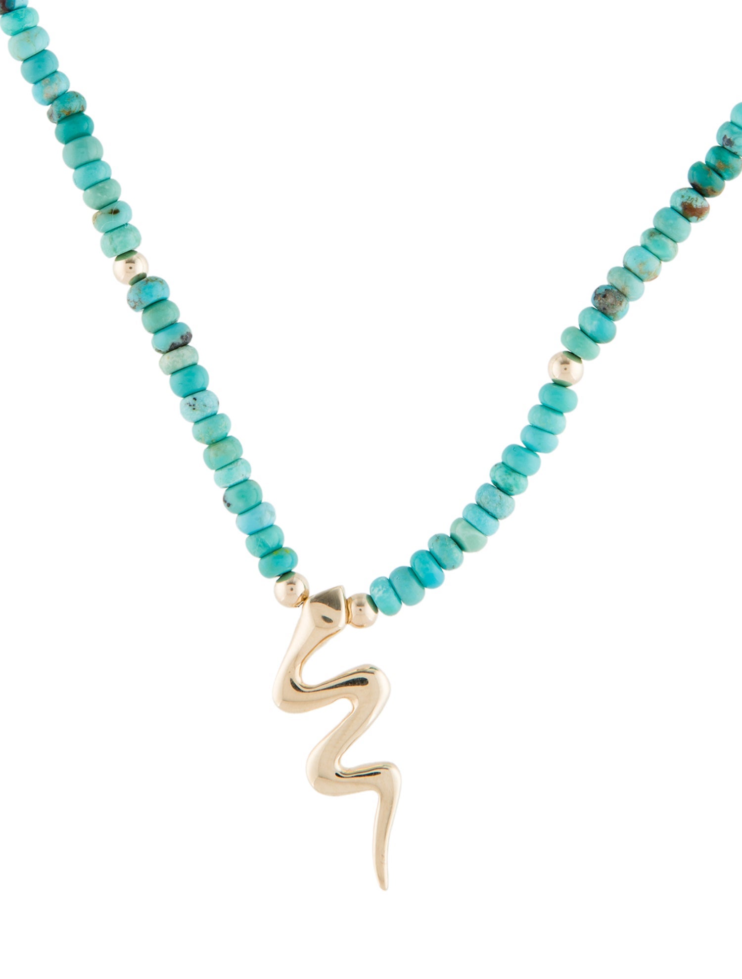 Necklace 14K Turquoise Beaded Snake Pendant Necklace