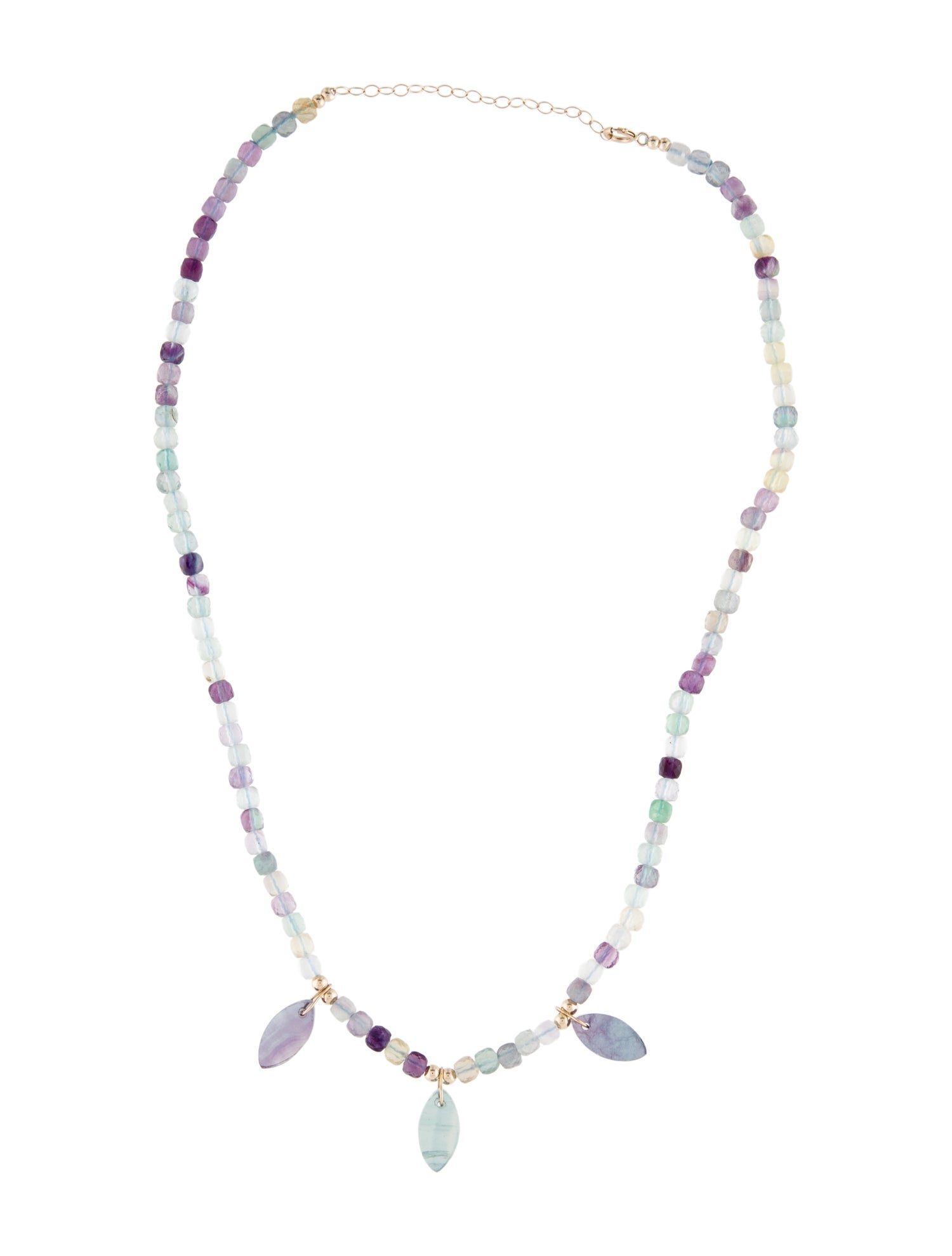 Necklace 14K Fluorite Beaded Station Necklace