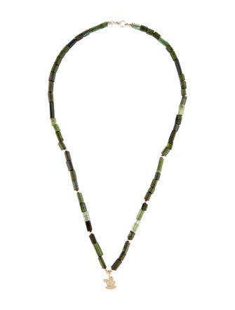 Necklace 14K Tourmaline Beaded Guardian Angel Pendant Necklace