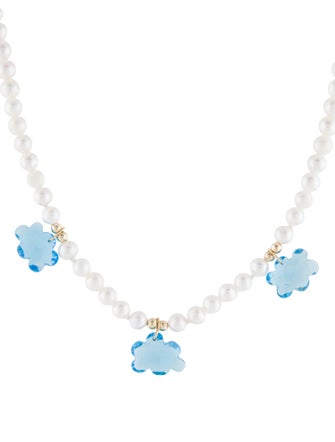 Necklace 14K Pearl & Topaz Station Necklace