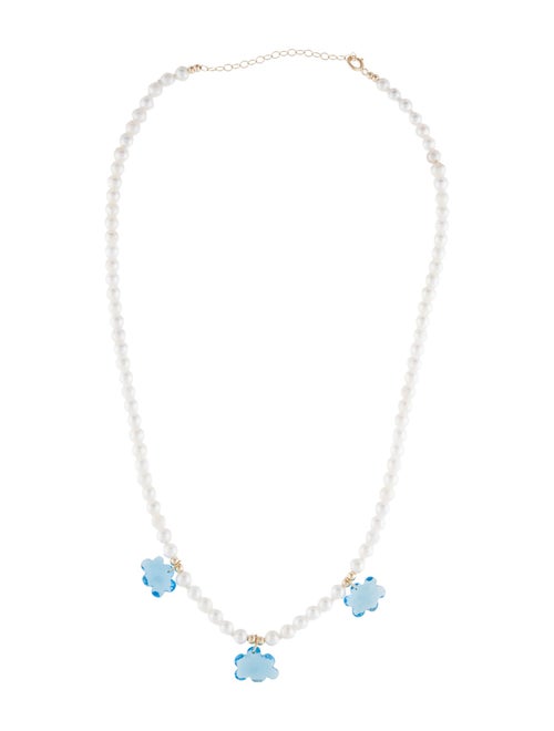 Necklace 14K Pearl & Topaz Station Necklace