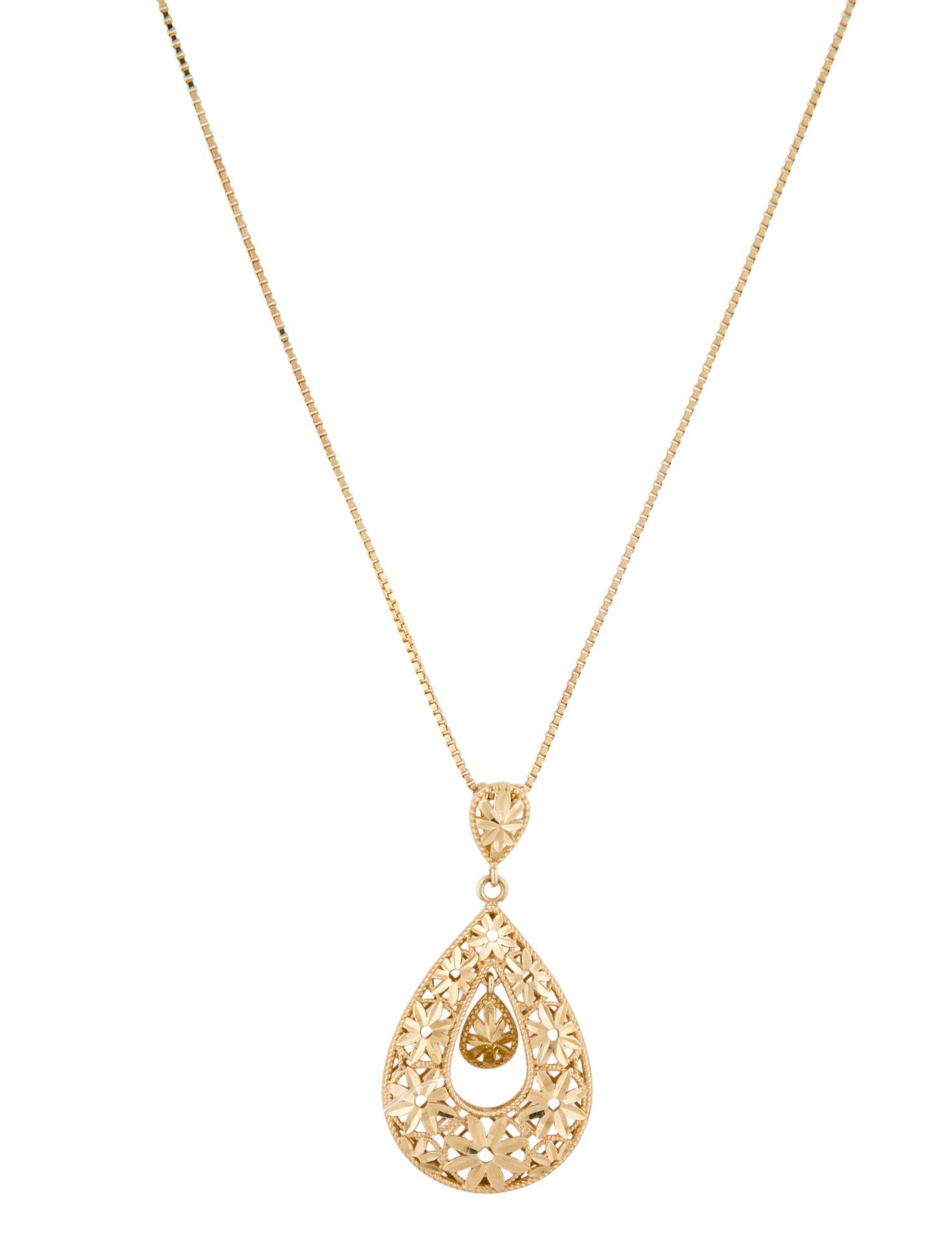 Necklace 14k Filigree Flower Pendant