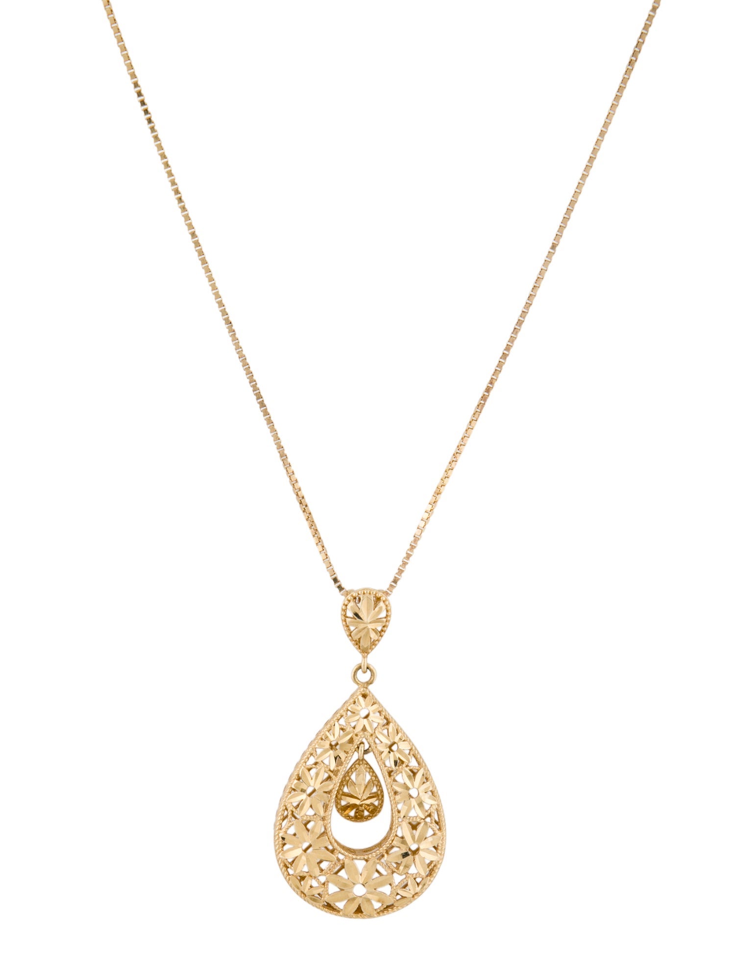 Necklace 14k Flower Filigree Pendant