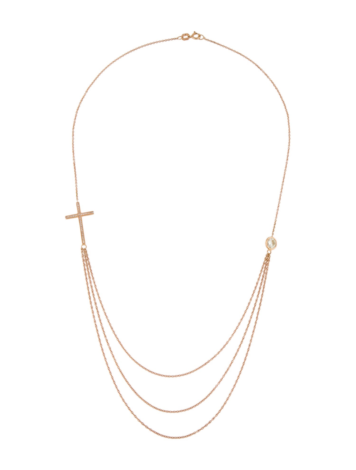 Necklace 14K Diamond Cross & Bezel Station