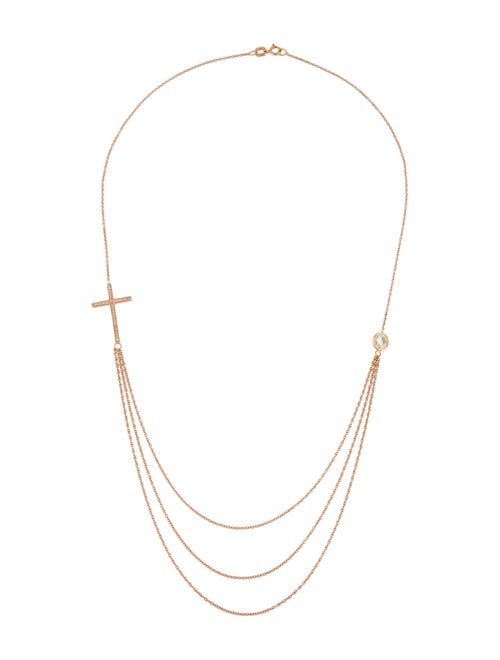 Necklace 14K Diamond Cross & Bezel Station Necklace