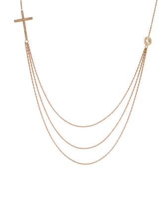 Necklace 14K Diamond Cross & Bezel Station Necklace