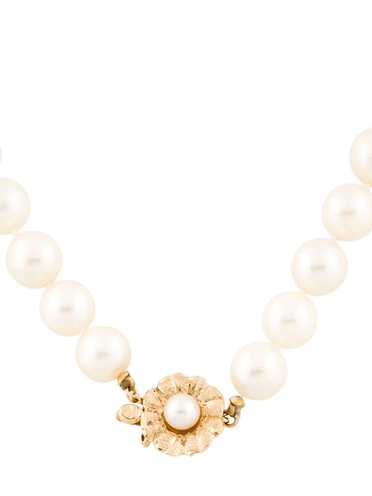 Necklace 14K Pearl Flower Clasp Bead Strand