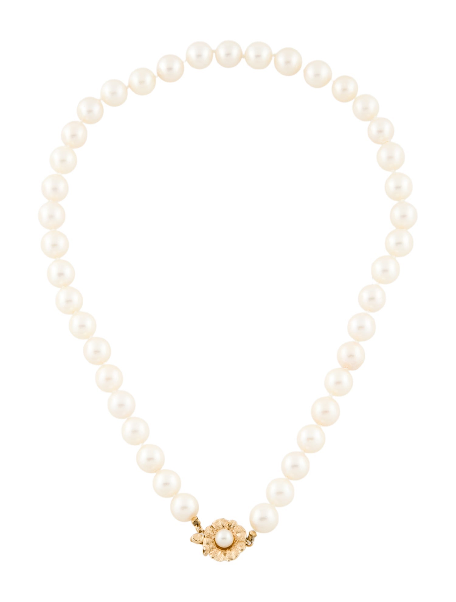 Necklace 14K Pearl Flower Clasp Bead Strand