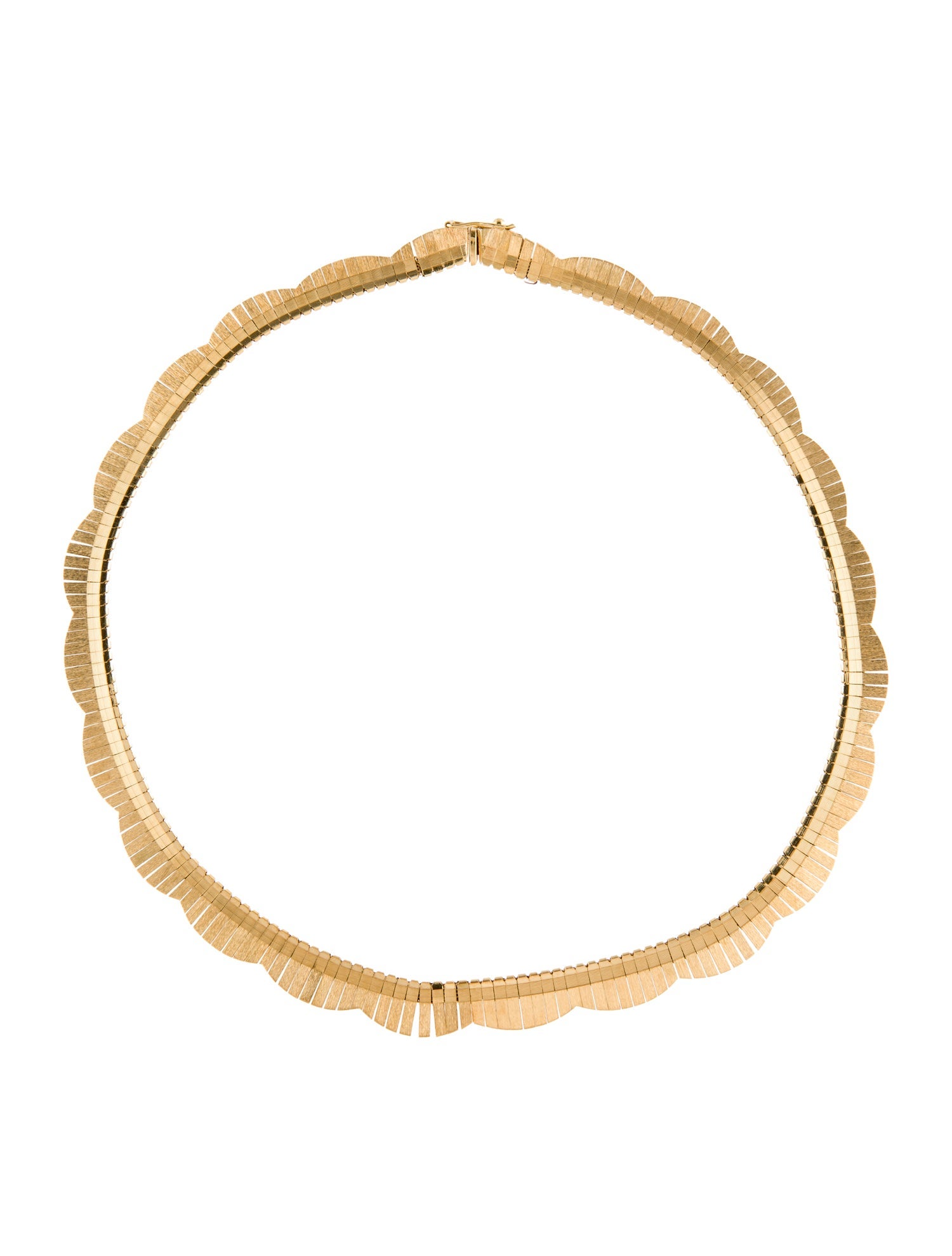 Necklace 18K Scalloped Bar Link Collar