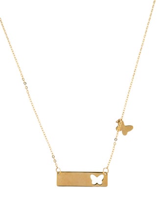 Necklace 14K Butterfly Bar Pendant Necklace