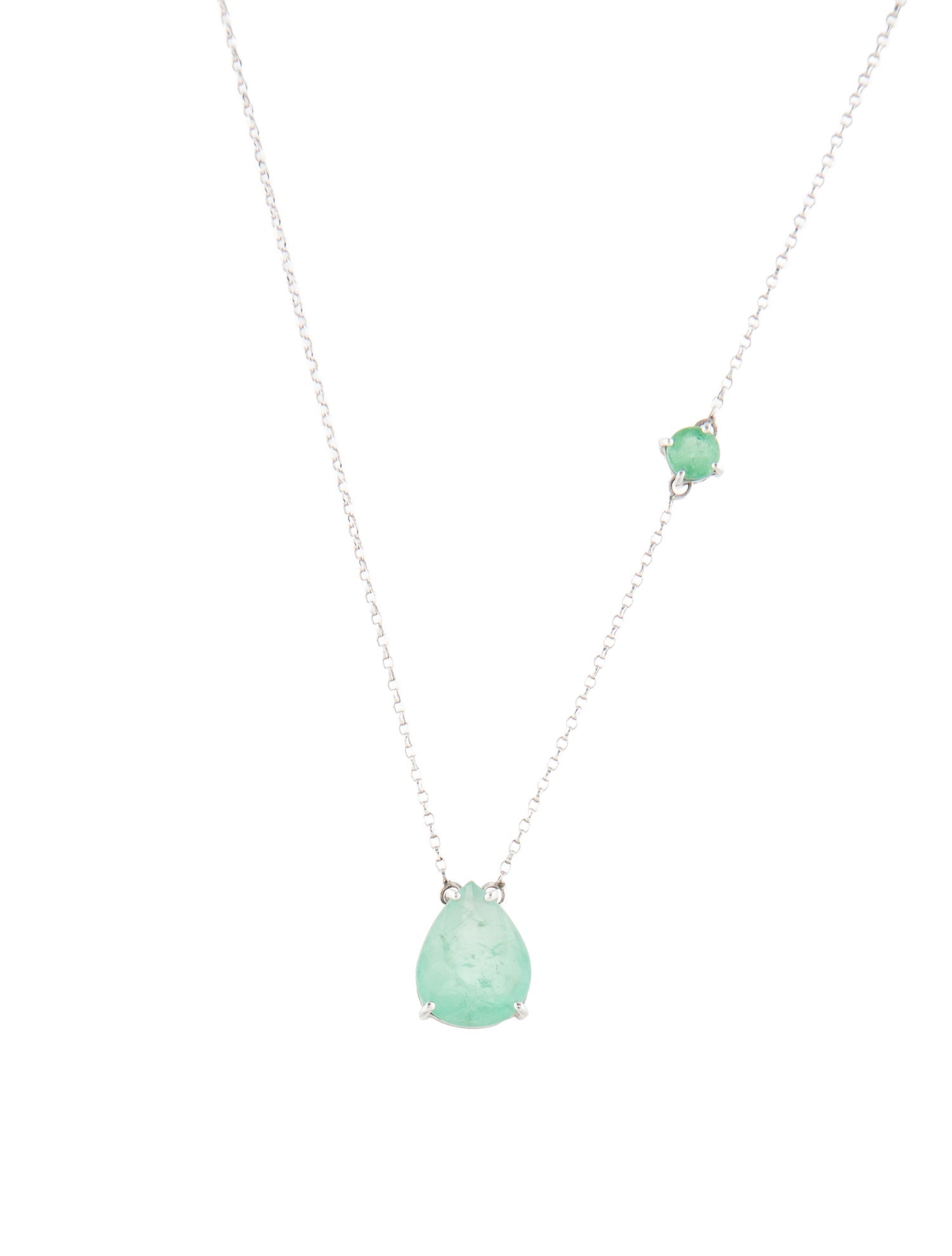Necklace 18K 3.25ctw Emerald Pendant Necklace