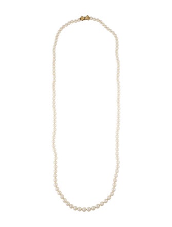 Necklace 14K Pearl & Diamond Bow Long Necklace