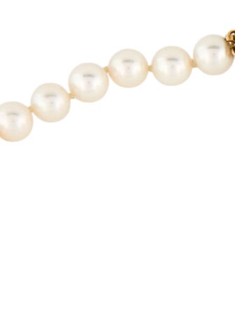 Necklace 14K Pearl & Diamond Bow Long Necklace