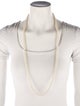 Necklace 14K Pearl & Diamond Bow Long Necklace