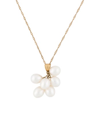 Necklace 18K Pearl Cluster Pendant Necklace