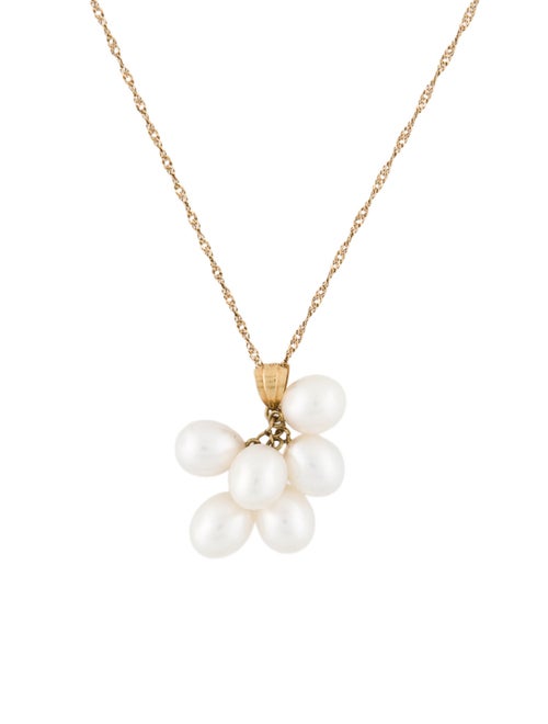 Necklace 18K Pearl Cluster Pendant Necklace