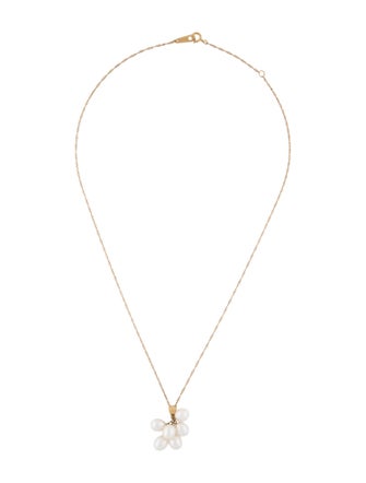 Necklace 18K Pearl Cluster Pendant Necklace