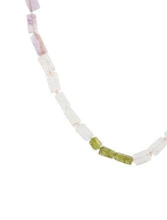 Necklace 14K Quartz, Amethyst & Peridot Bead Strand Necklace