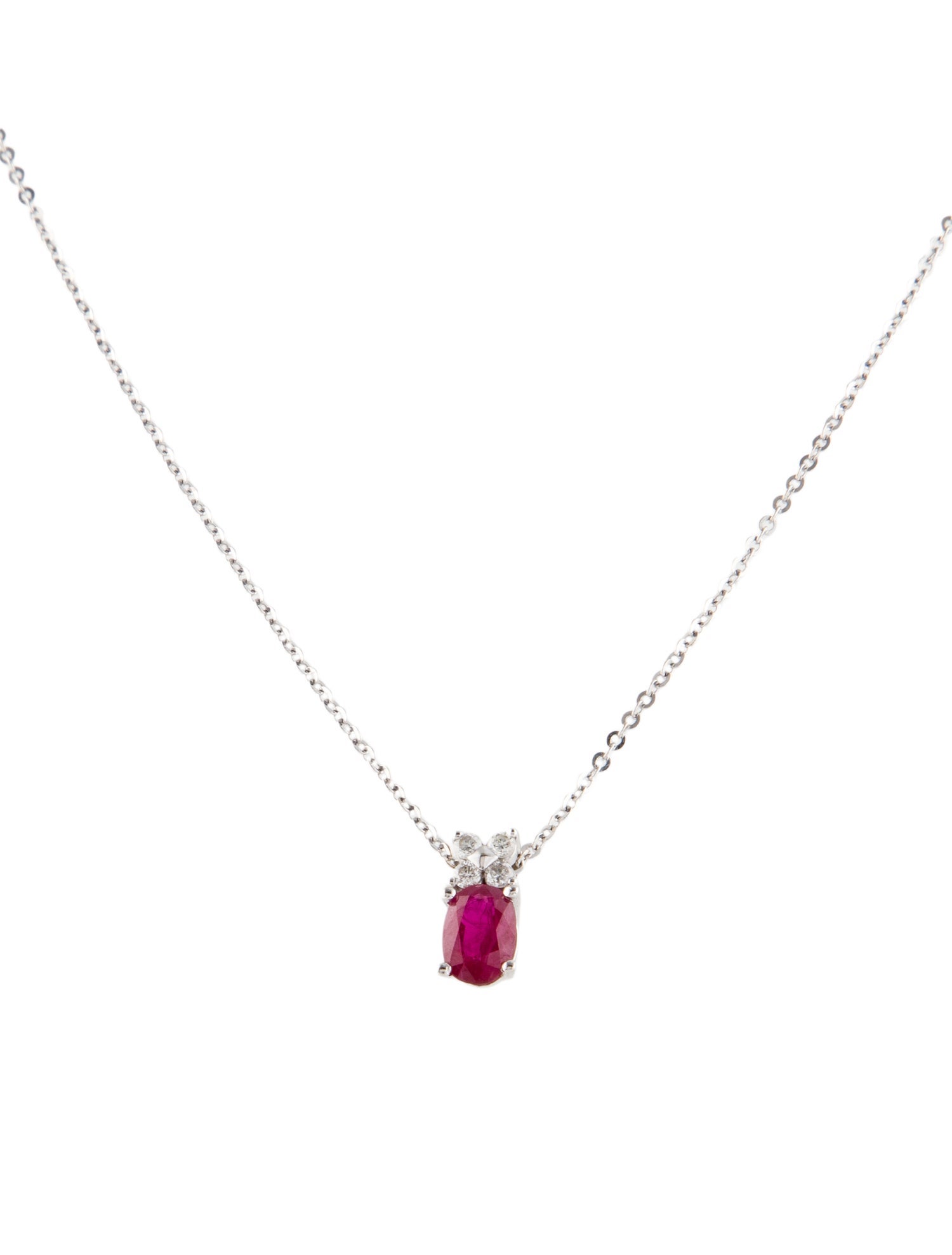 Necklace 14K Ruby & Diamond Pendant Necklace