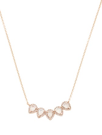 Necklace 14K Moonstone labradorite & Diamond Pendant Necklace