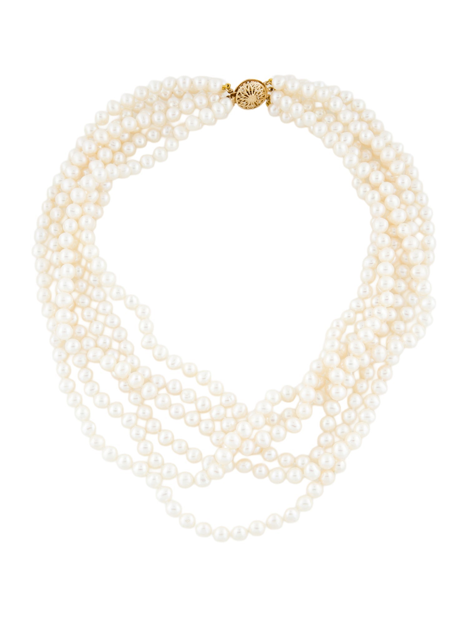 Necklace 14K Dyed Pearl Multistrand