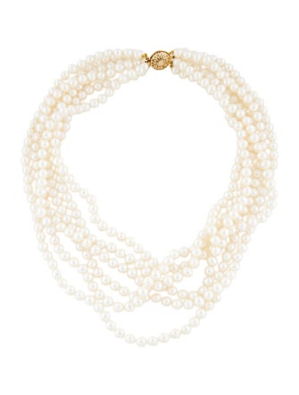 Necklace 14K Dyed Pearl Multistrand Necklace