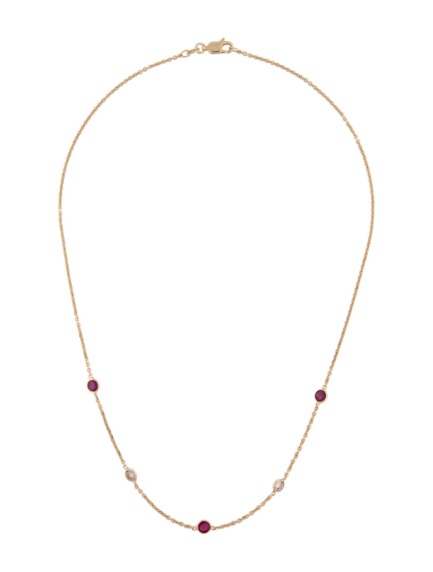 Necklace 14K Ruby & Diamond Station