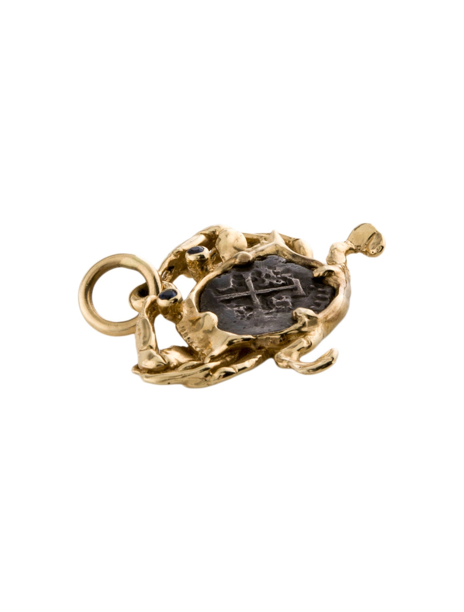 Necklace 14K Sapphire & Coin Crab Pendant