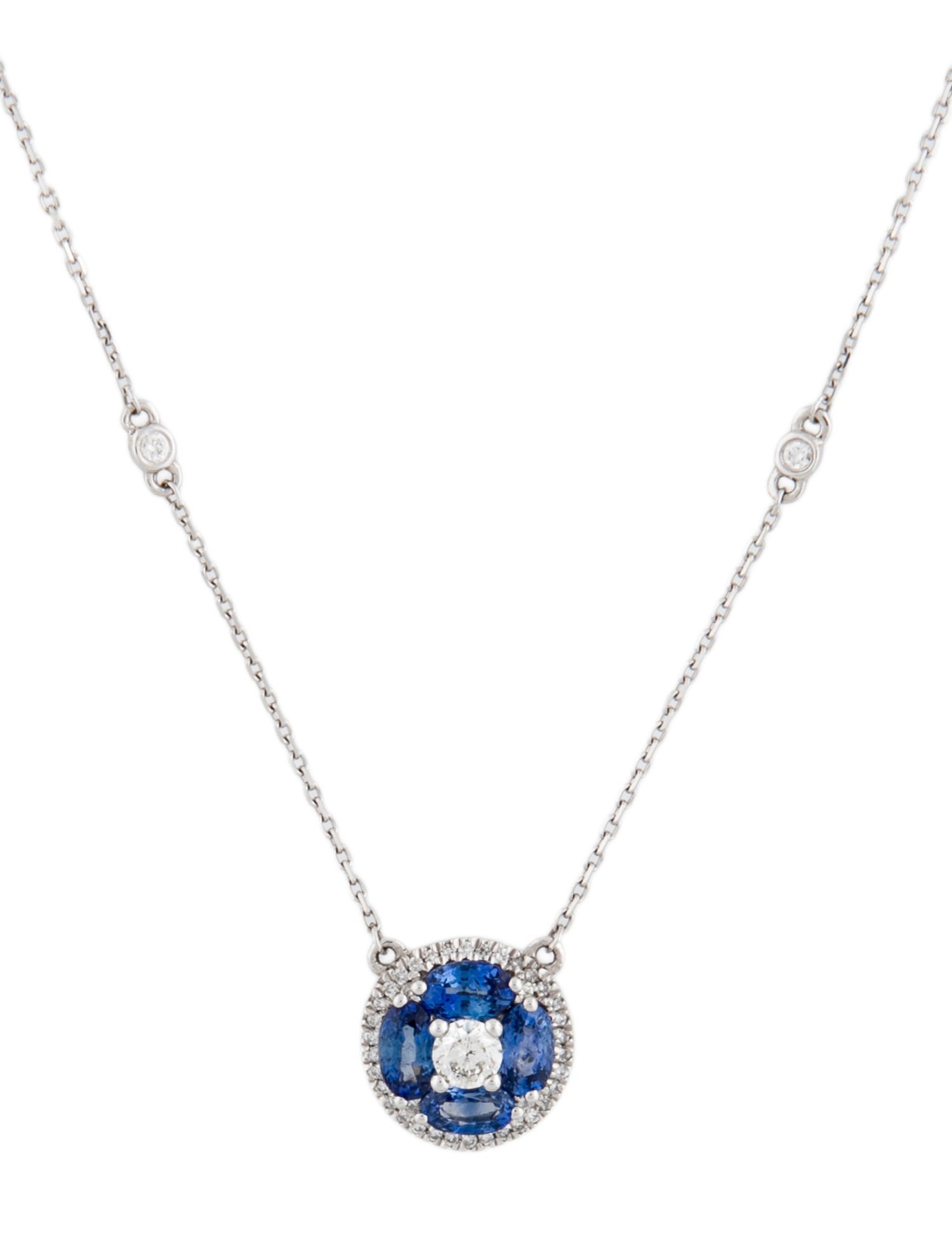 Necklace 14K Sapphire & Diamond Pendant Necklace