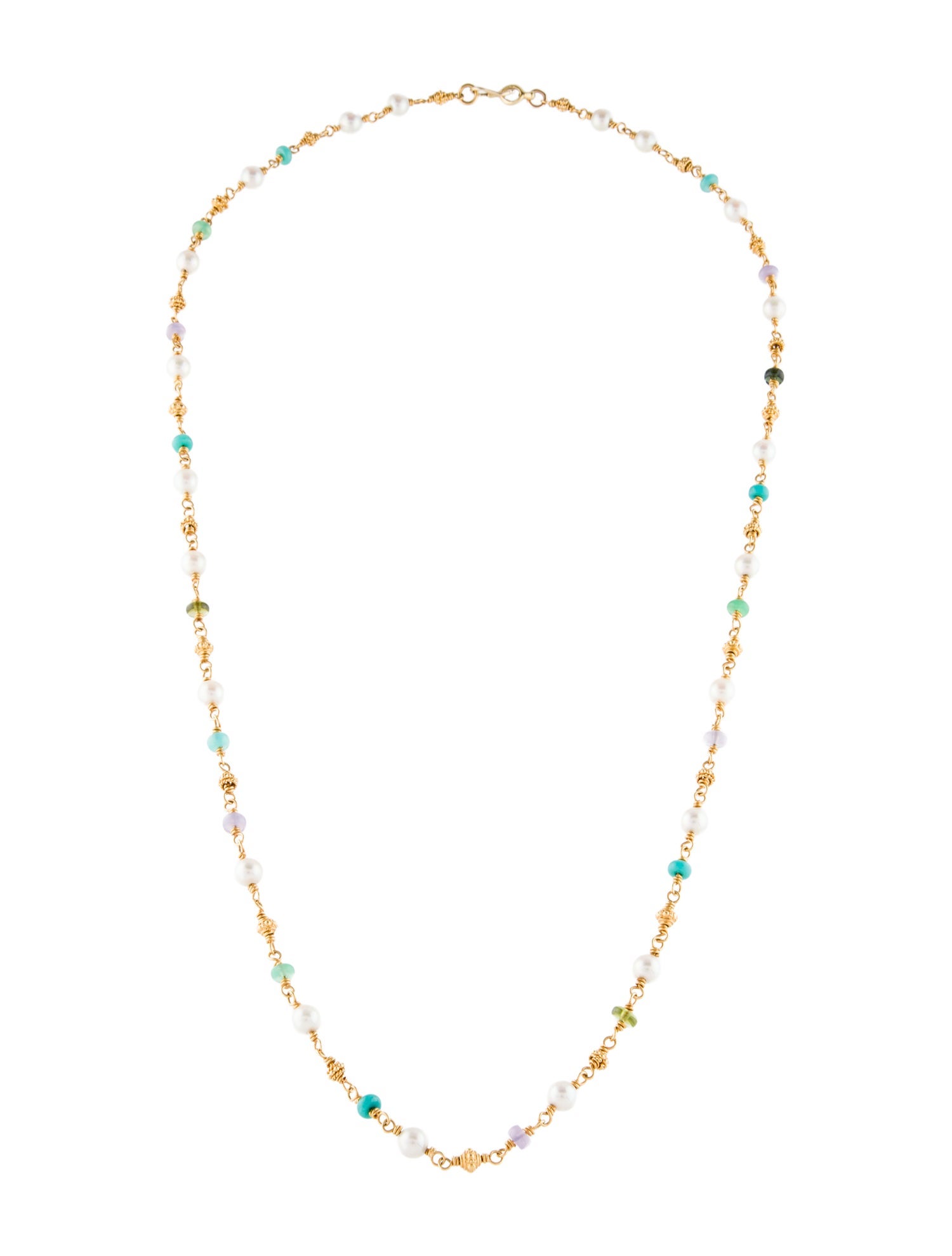 Necklace 20K Pearl & Multistone Bead Station