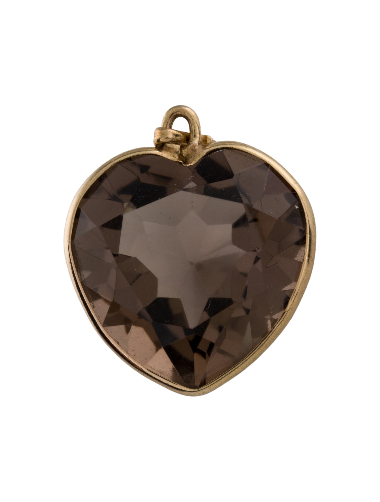 Necklace 14K 25.51ct Smoky Quartz Heart Pendant