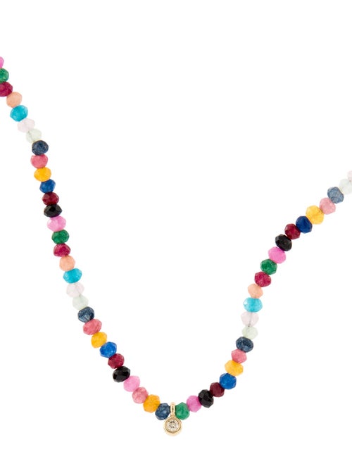 Necklace 14K Dyed Quartzite, Onyx & Diamond Bead Necklace