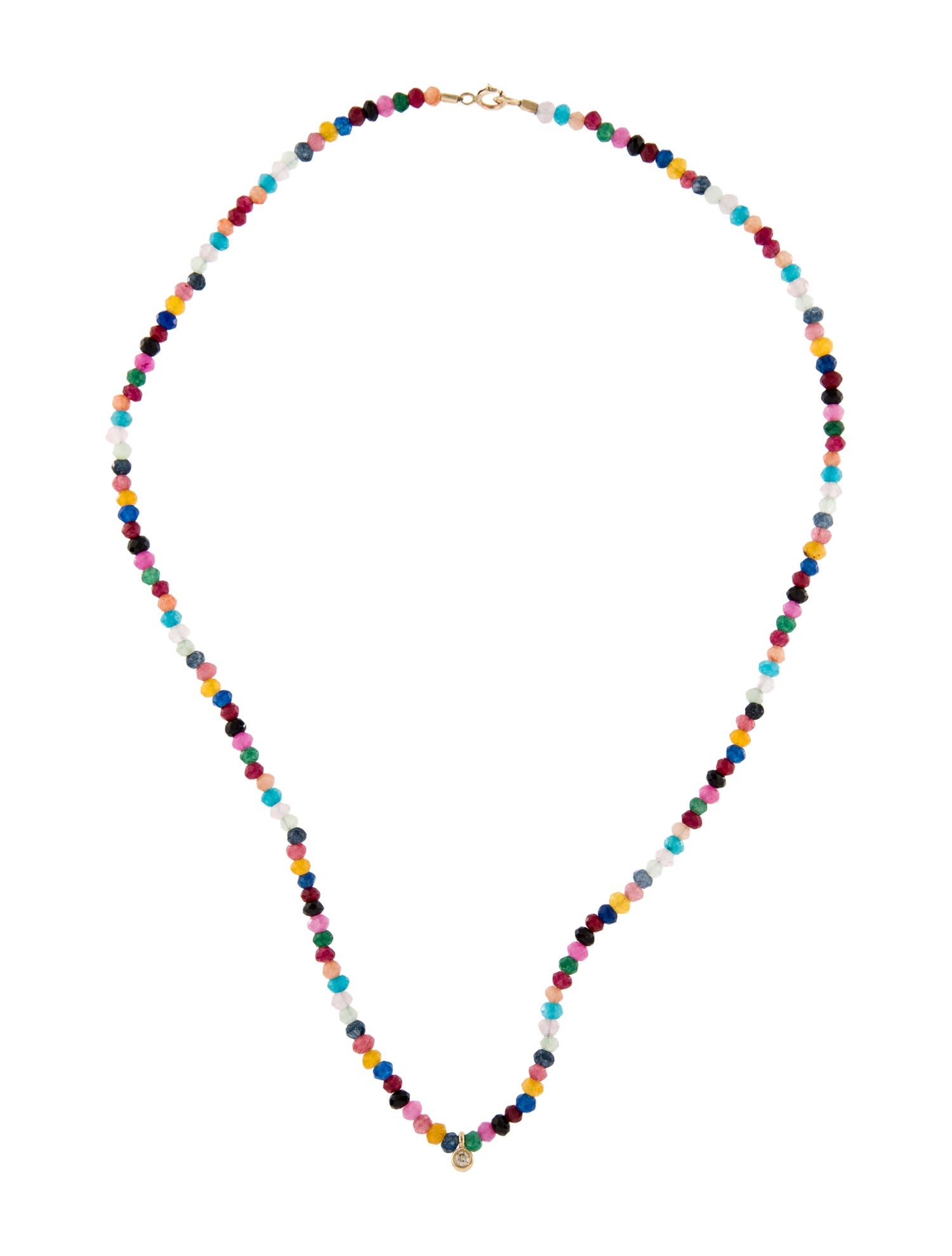 Necklace 14K Dyed Quartzite, Onyx & Diamond Bead