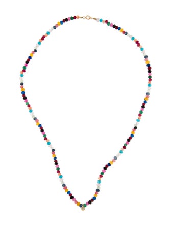 Necklace 14K Dyed Quartzite, Onyx & Diamond Bead Necklace