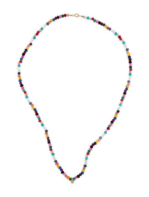 Necklace 14K Dyed Quartzite, Onyx & Diamond Bead Necklace